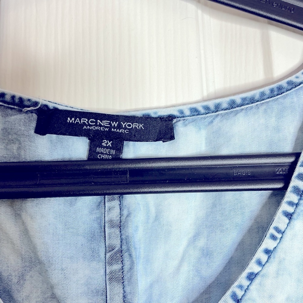 Marc New York Blue Gray Boxy Short Sleeve Blouse - Picture 5 of 8